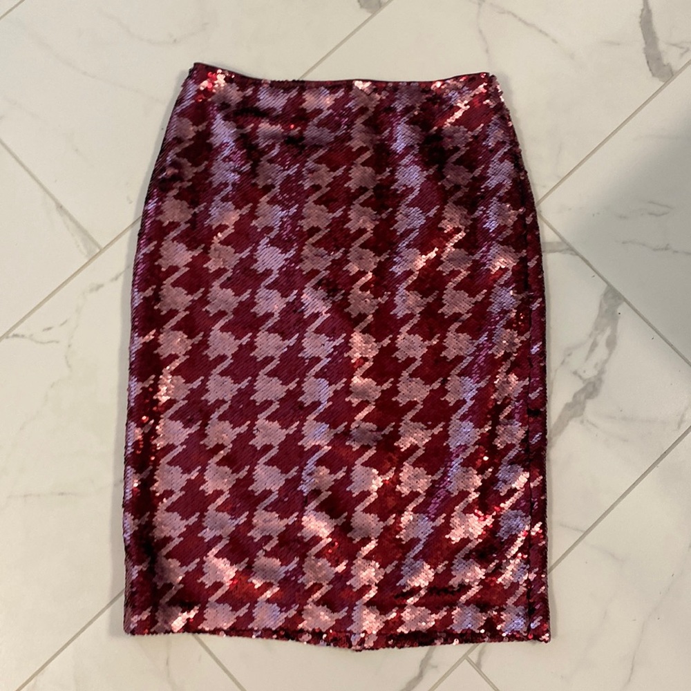 Maeve houndstooth sequin skirt